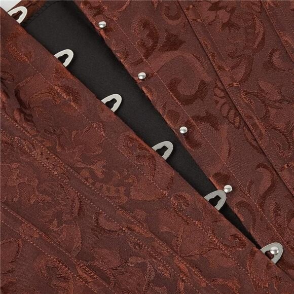 Women Corset Top with Lace Sleeve Brown - Picture 4 of 7